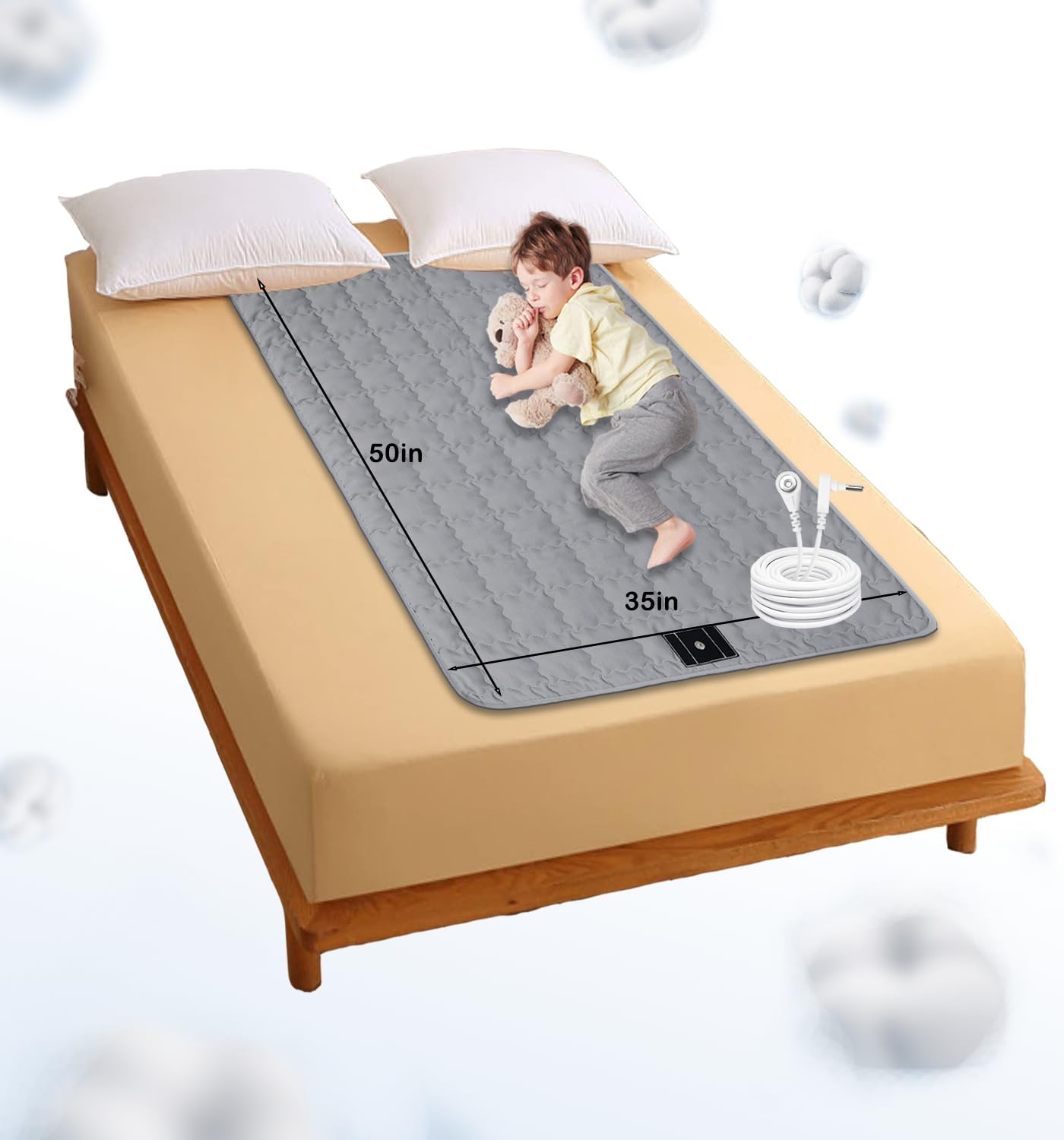 Grounding Mat for Bed (Gray, 34×50inch)