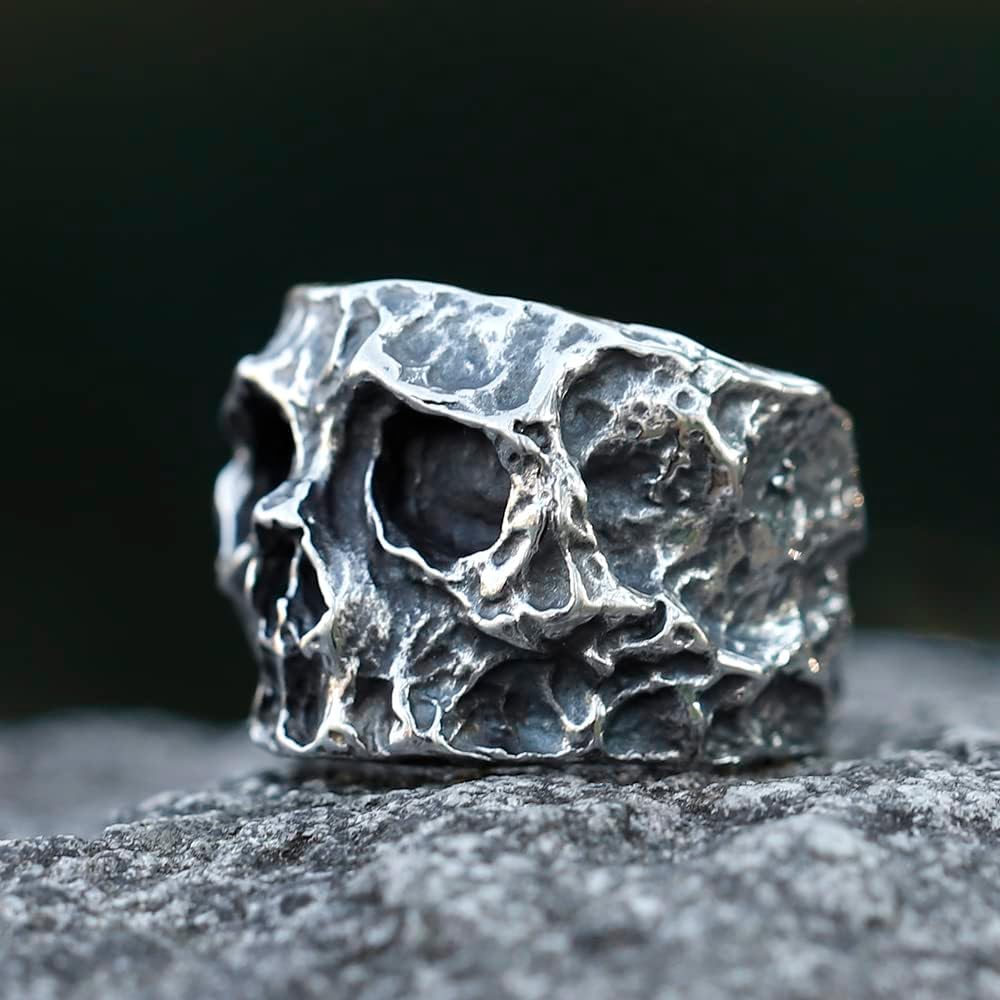 Skull Rings Stainless Steel Jewelry Edgy Chunky Death Ring for Men - Image 3