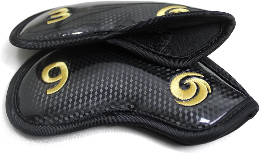 Scott Edward 12pcs Leather Golf Iron Head Covers & Lion Golf Driver Wood Head Cover