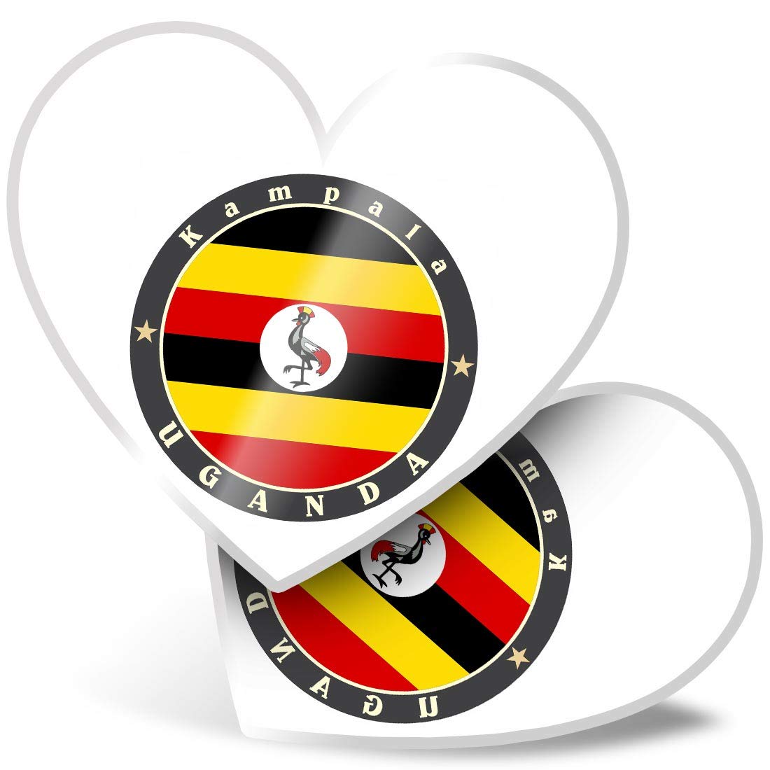 Destination Vinyl Ltd Multi 2 X 7.5Cm He Stickers - Uganda Kampala East Africa Flag Decals 5188