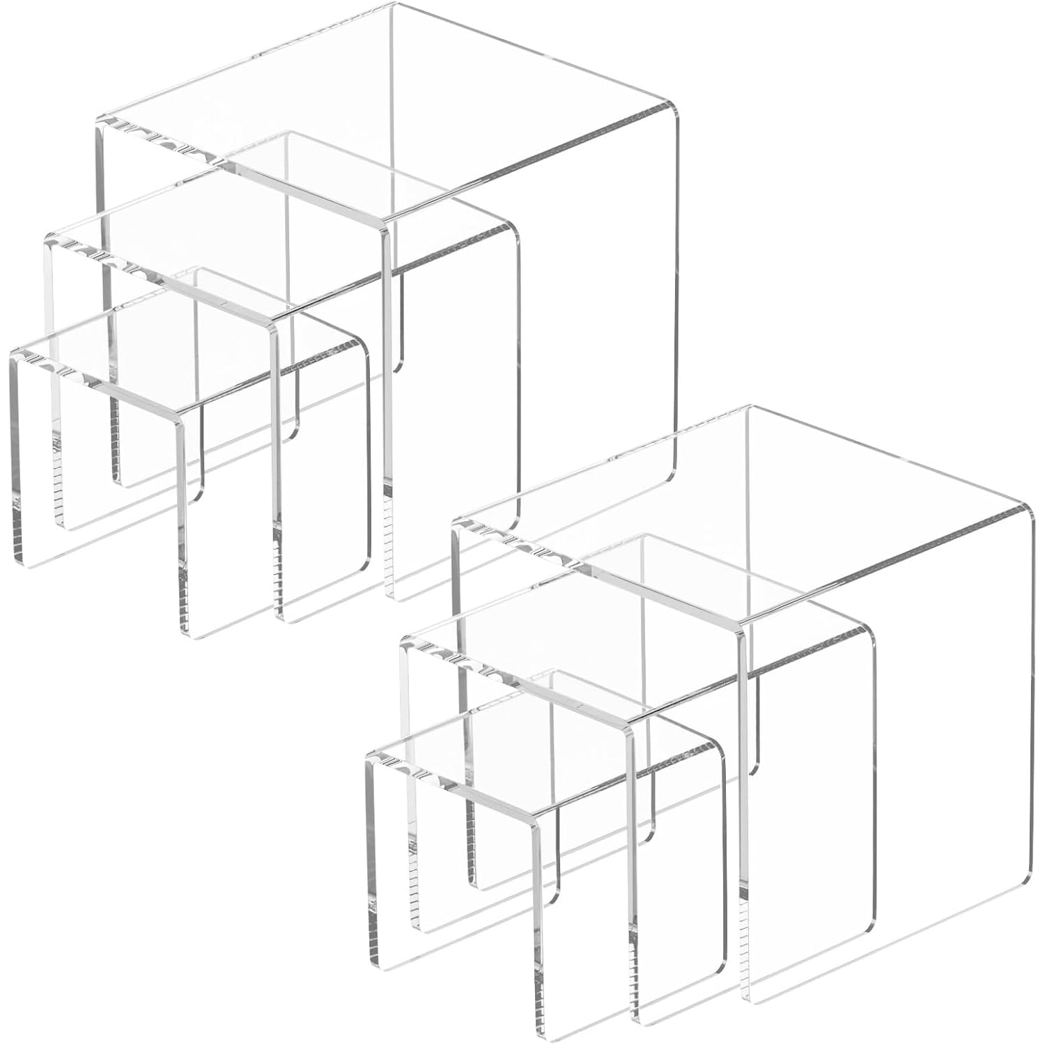 Rarapop 6 Stück transparente Acryl-Displayständer - Vielseitige Halter für Cupcakes, Figuren & Sammlerstücke - stabile Produktständer für Schmuck, Parfüm und Dekoration (SetB)