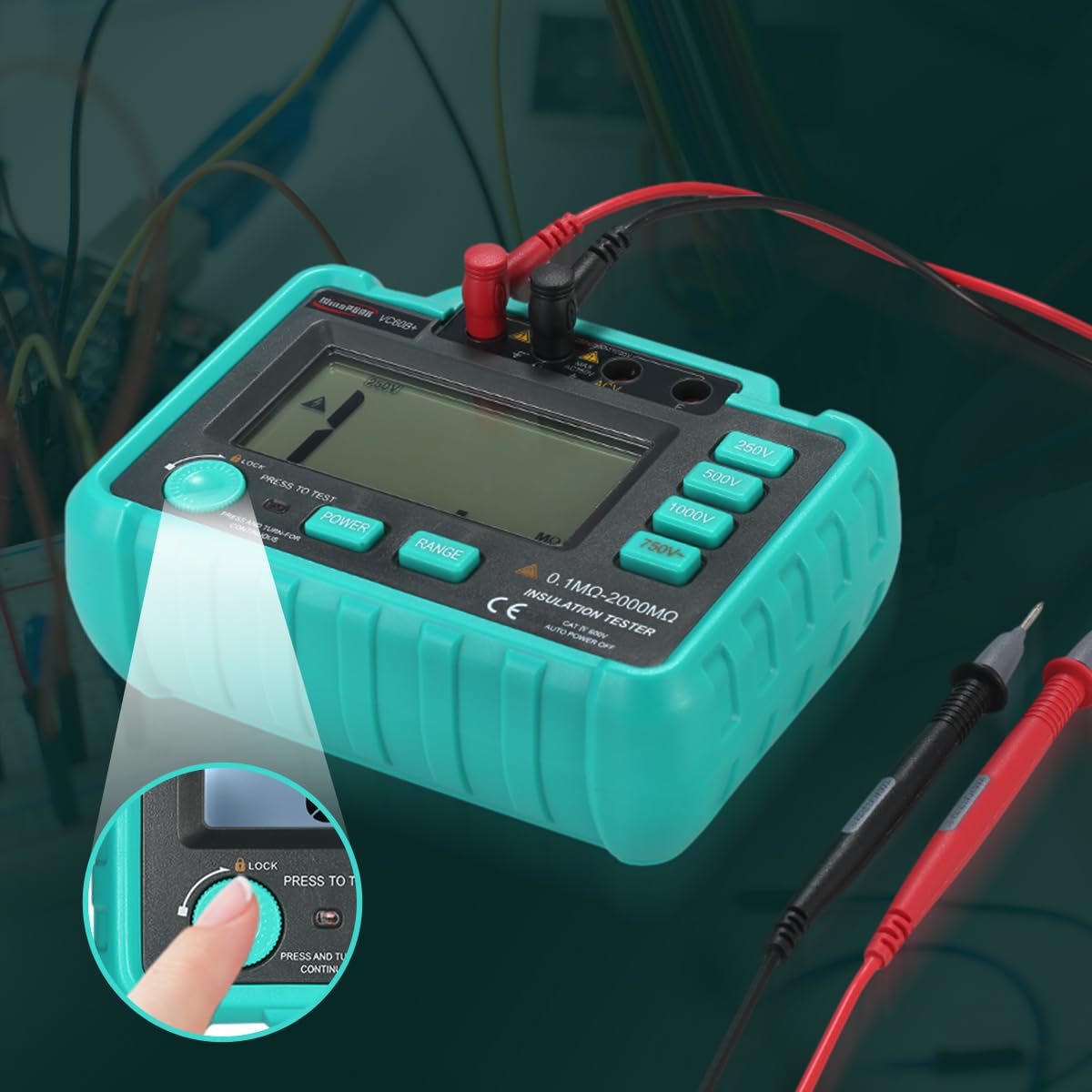 Mètres de résistance d'isolement - VC60B + Testeur de résistance d'isolement numérique LCD Megohm Meter Megohmmeter DC250V/500V/1000V