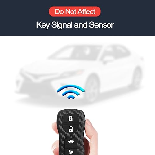 Miniatura 5 de INFIPAR 2 piezas de 4 botones Smart Key Fob con aspecto de fibra de carbono, protector de silicona sin llave remoto compatible con Nissan 350Z