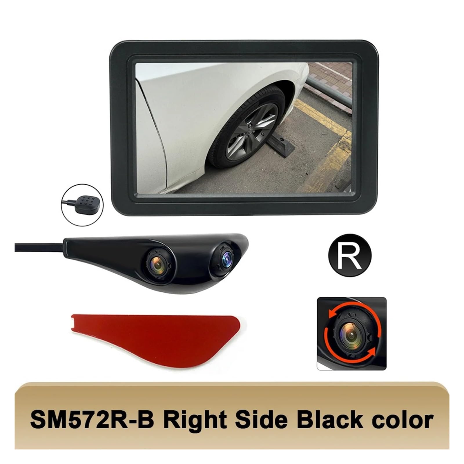 Samochodowa kamera cofania Wewnętrzny podwójny obiektyw 15 cm widok z boku DVR lustro cyfrowy wyświetlacz monitor martwego pola kamera z przyciskiem CH1/CH2 kamera samochodowa (prawa strona biała