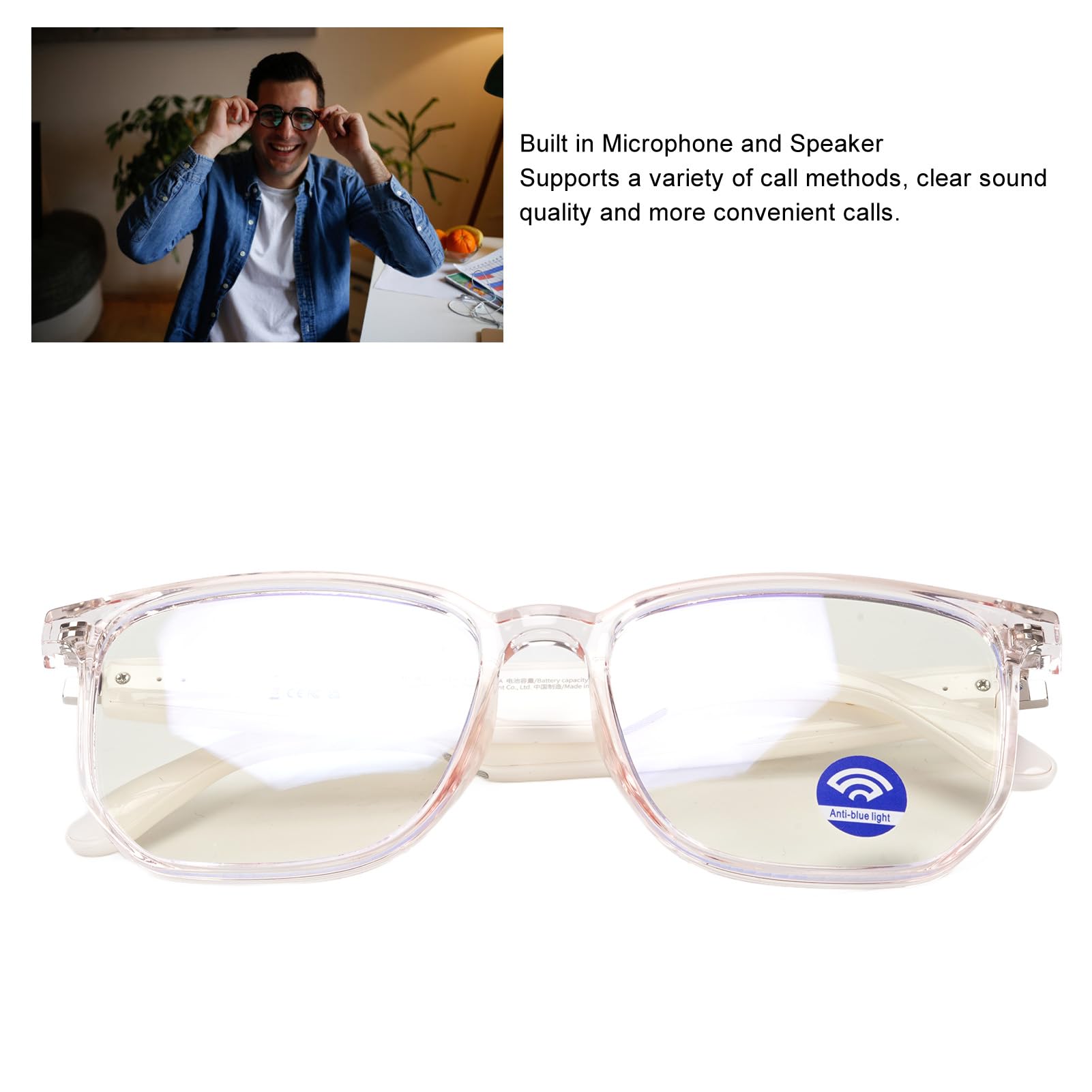 Bluetooth Translation Glasses with Real Time Translation, Multi Language AI Translator Glasses Built in Microphone and Speaker for Travel, Daily Use.