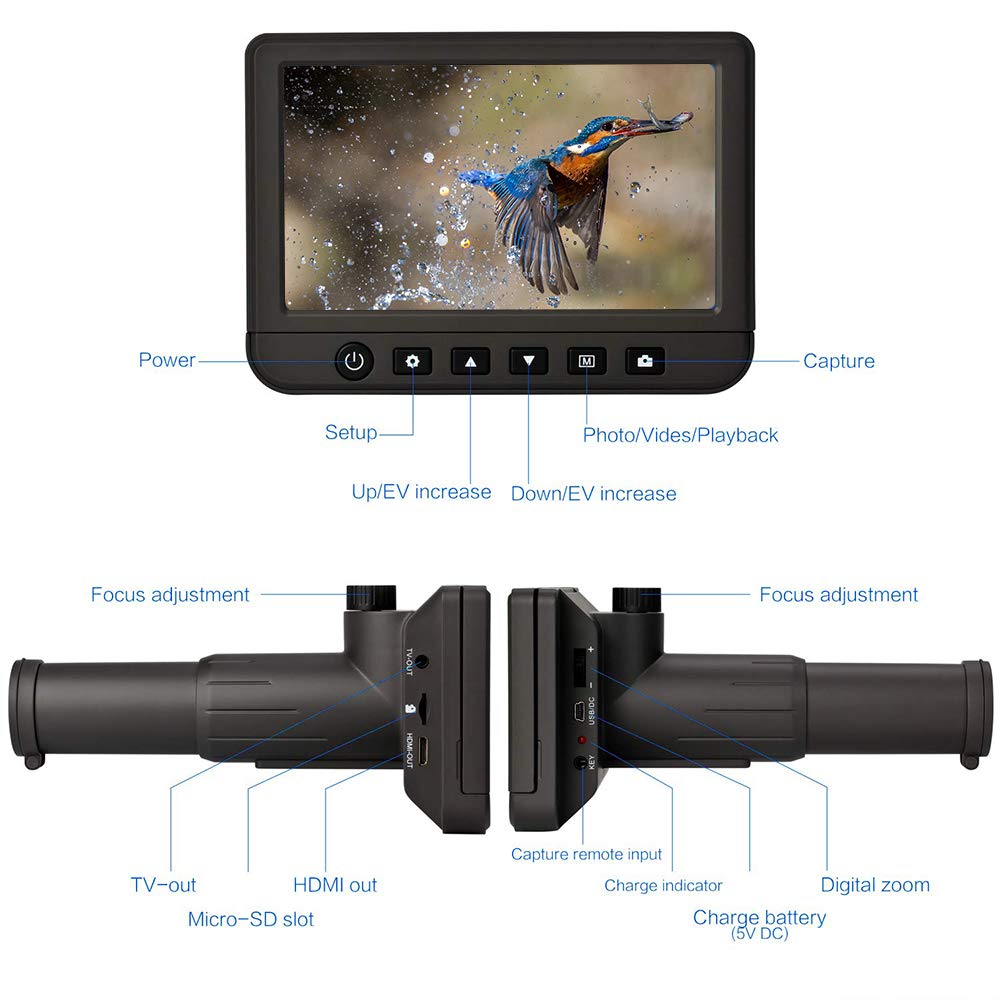 Cámara del telescopio digital, 1080P 50X portátil 14MP foto video grabadora monocular con telescopio mini trípode solo tubo para observación aves, partido fútbol, ​​caza, pesca, aventuras aire libre