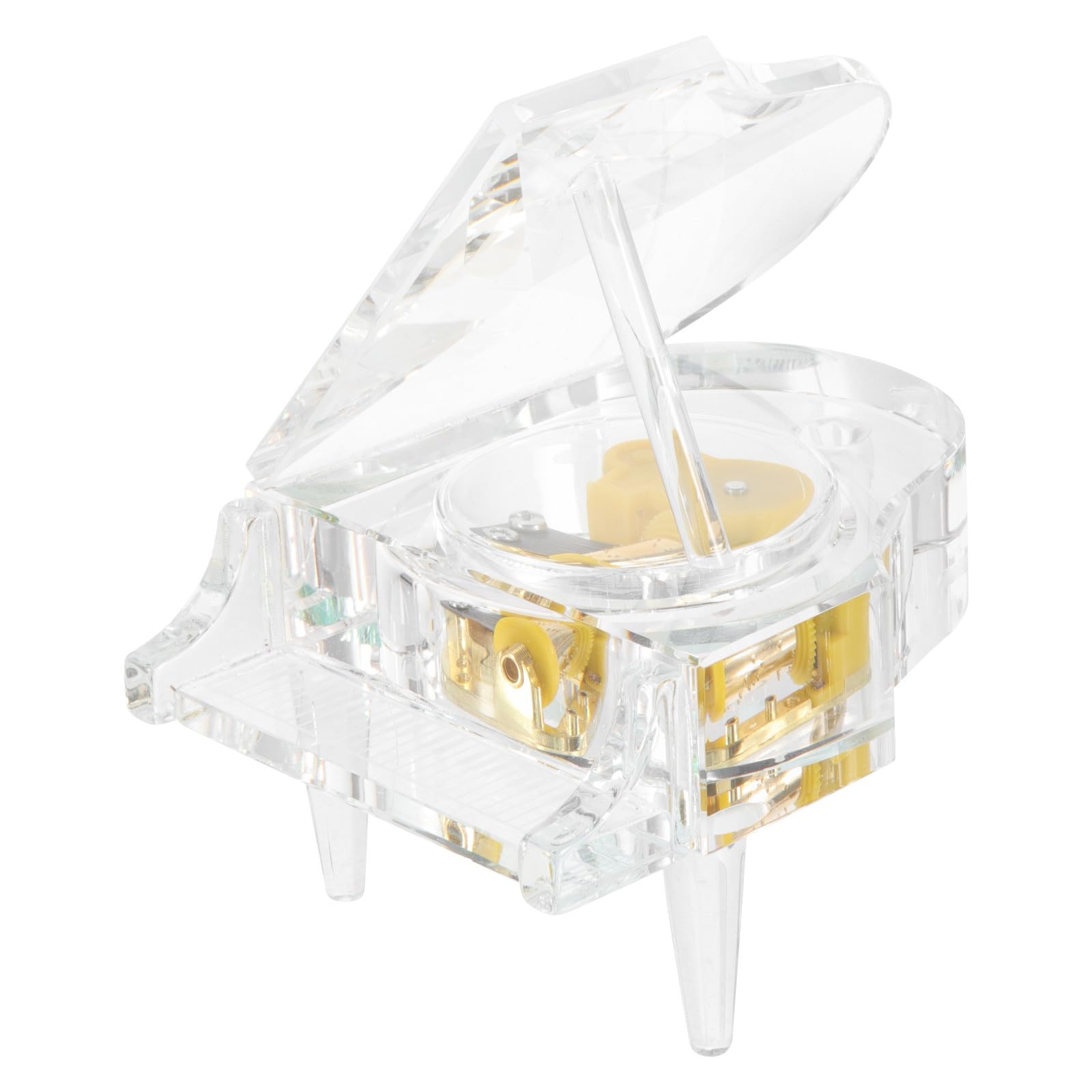 POPETPOP Caja de Música Piano Transparente de Cristal, Mini Caja Musical Decorativa, Funcional y Compacta para Escritorio, Obsequio Infantil y Decoración de Hogar, Tamaño Pequeño