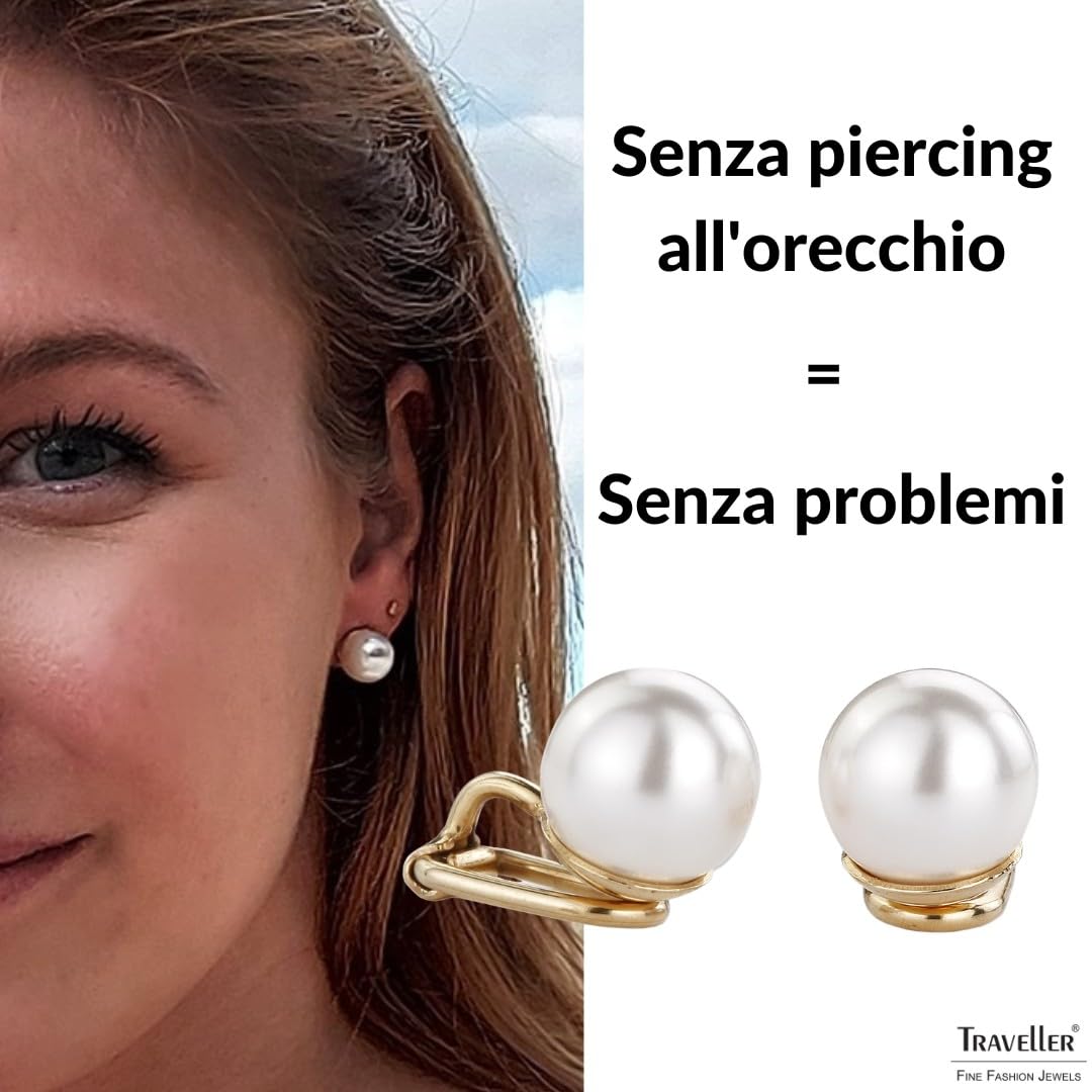Traveller orecchini a clip - Senza piercing all'orecchio - Perla 10-20 mm - colori diversi