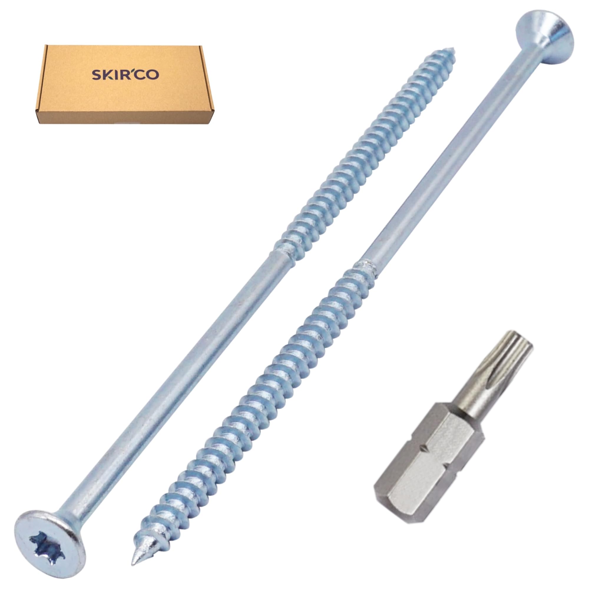 SKIR'CO (30 pcs) Zinc Plated Steel Wood Screws 6.0 x 150 mm, Torx Countersunk Head Screws, Chipboard Screws, Partially Threaded - Image 2