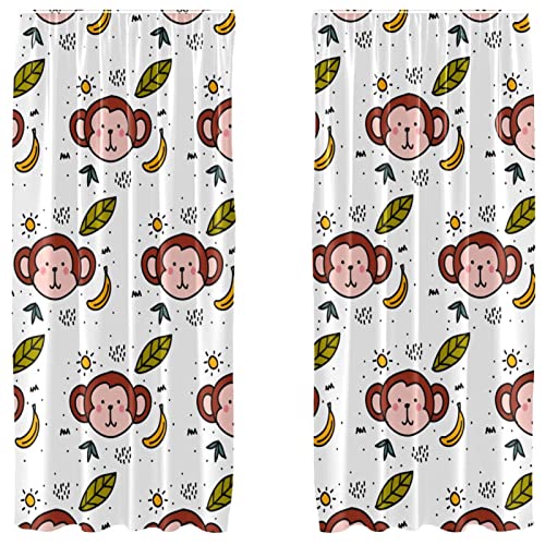Cortinas opacas Cortinas Monkey para habitación infantil de 55 x 84 pulgadas 2