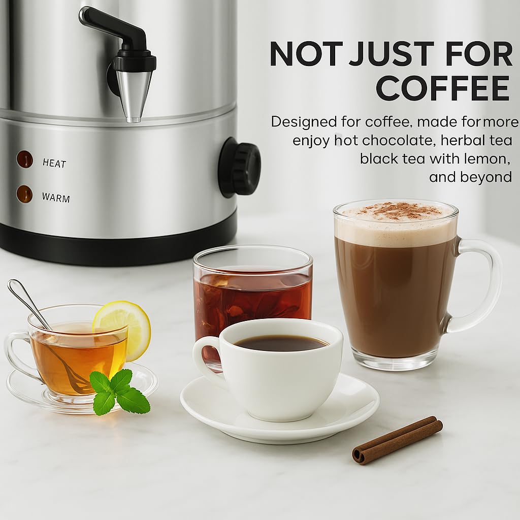 Percolateur à Café 12L avec Acier Inoxydable Filtre, 80 Tasses Cafetière Commerciale En Acier Inoxydable, Maintien au Chaud, Pour Événements Et Traiteur, Pour Appareil Chauffe Eau Thé Chocolat