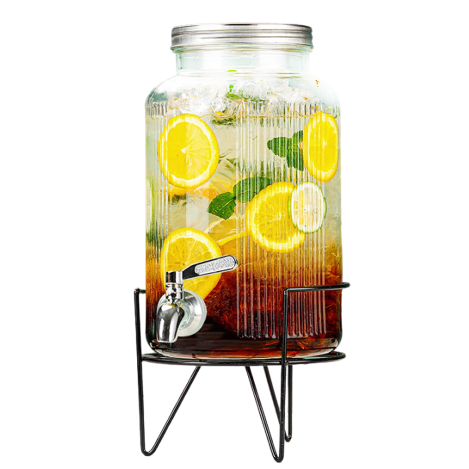 Distributeur de jus de fête 6l vertical en bois avec bocal en verre étanche pour cocktail