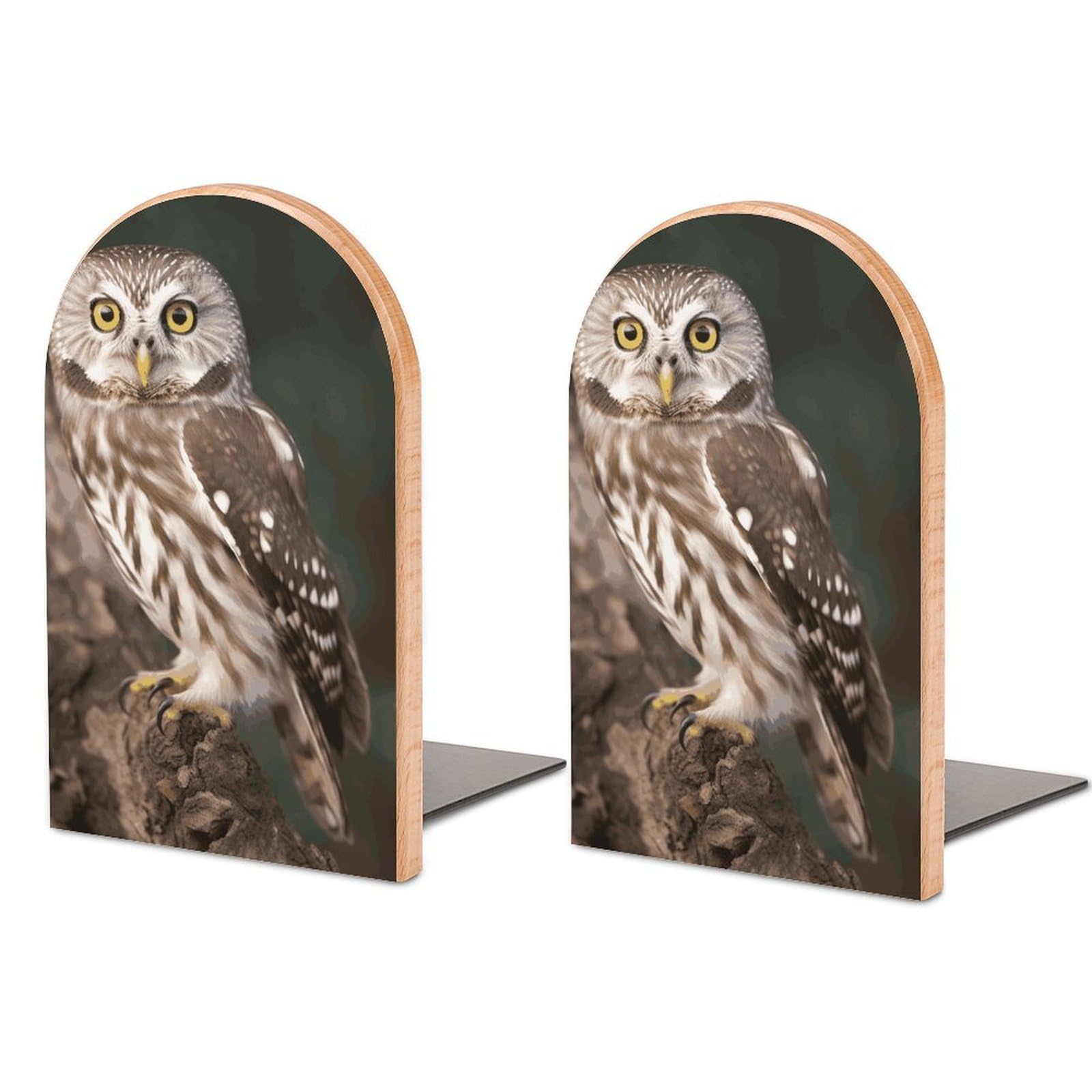 Wildlife Animal Owl Bookend Modern Bookends for Shelves Non-Skid Book Holder Heavy Duty Metal Book Storage for Books CDs Decorative Book Stopper for Home