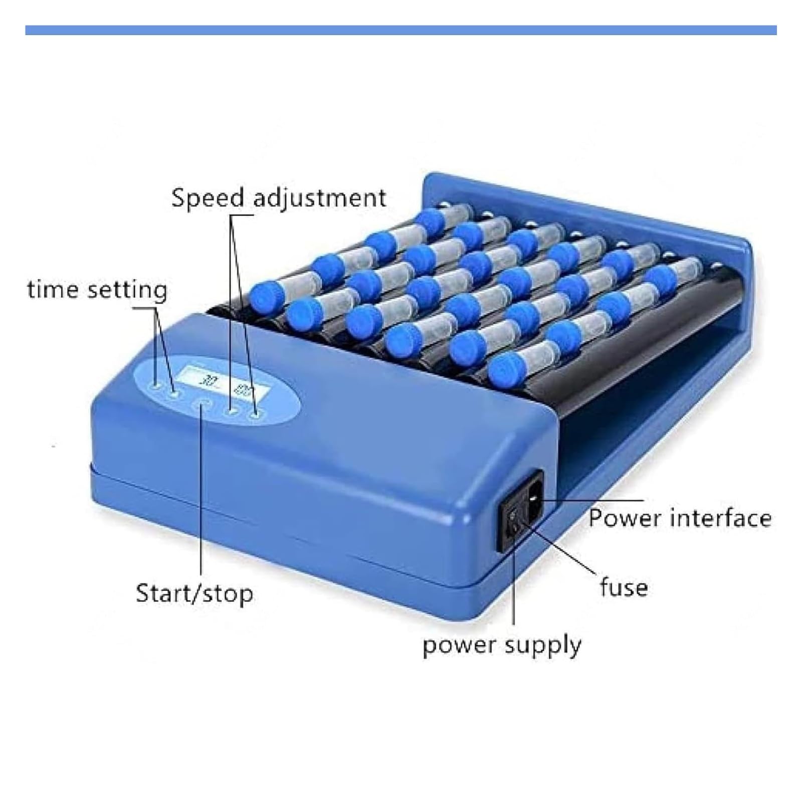 Labor-Rollenmischer, digitaler Reagenzflaschenschüttler mit 4 Rollen, multifunktionaler Mischer mit LCD-Digitalanzeige und Zeitschaltuhr für effizientes Mischen, ideal für Biologie und chemi