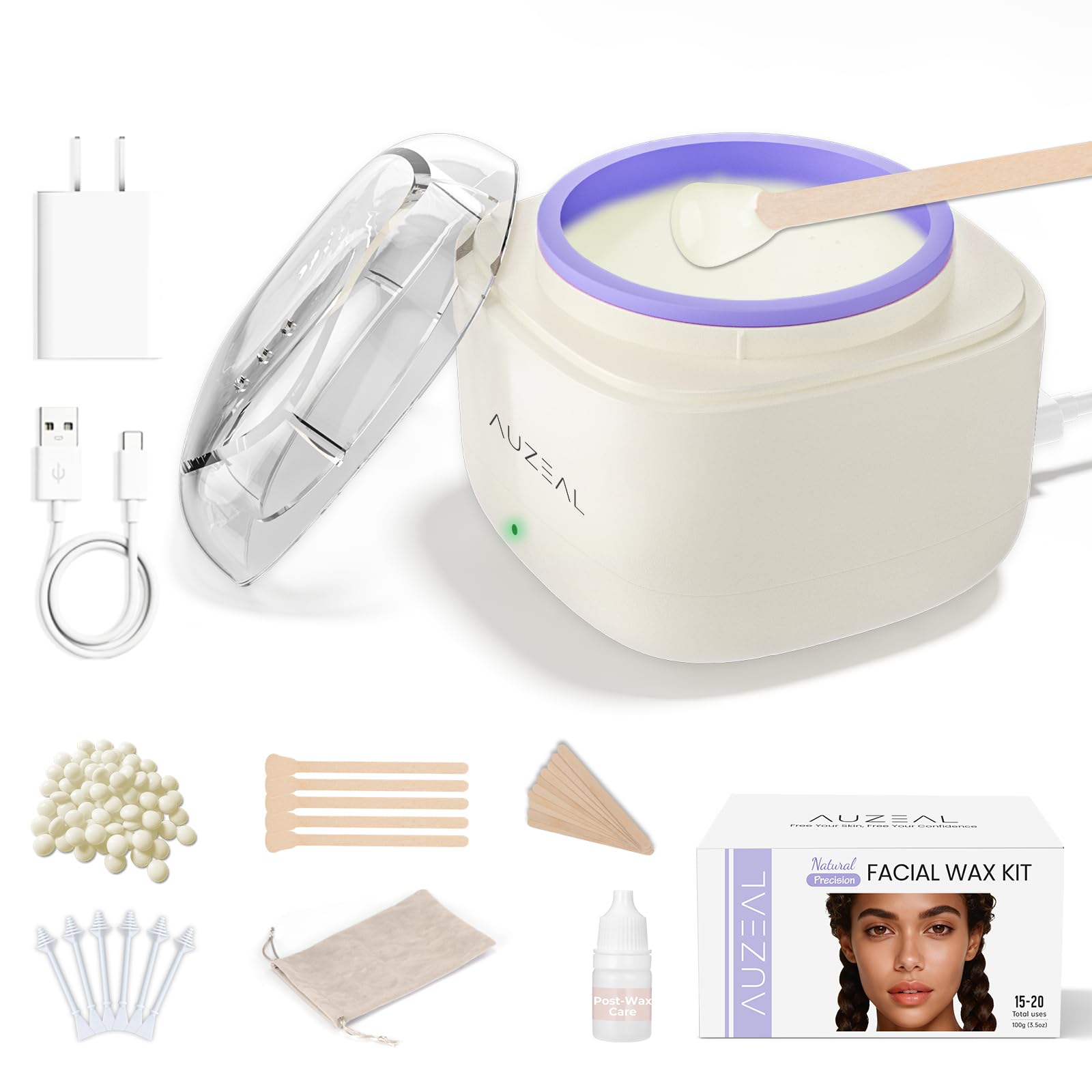 Mini Face Wax Kit For Women, Facial Waxing Kit Included Power Adapter Coconut