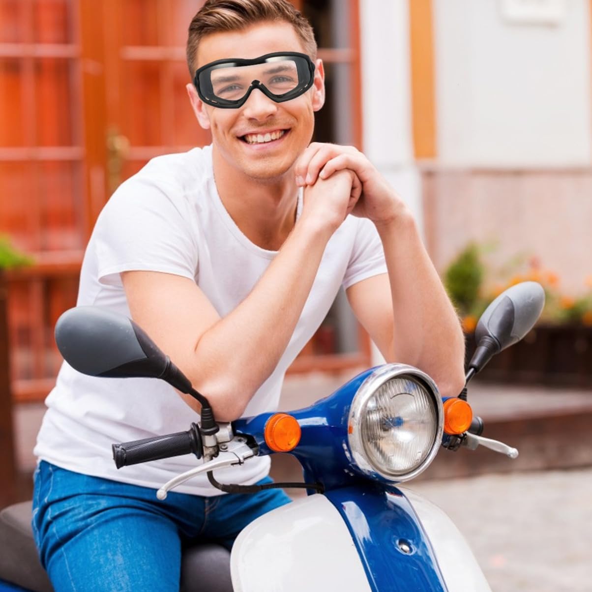 Occhiali Protettivi per Trasparenti Regolabili Anti-vento e Anti-spruzzo per Outdoor e Ciclismo Montatura Nera Resistente per Sicuro