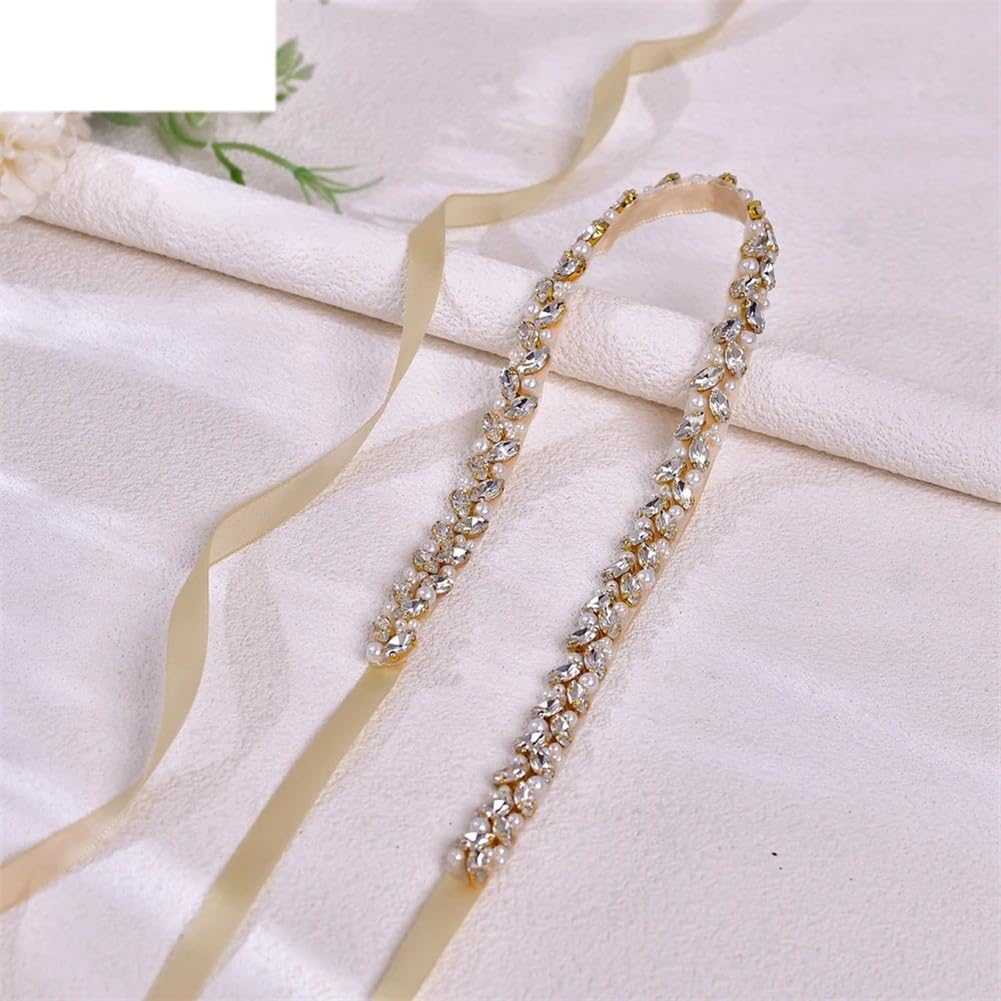 Cinturón de perlas de diamantes de imitación para vestido de novia, banda fina para decoración de fiesta, accesorios para mujer