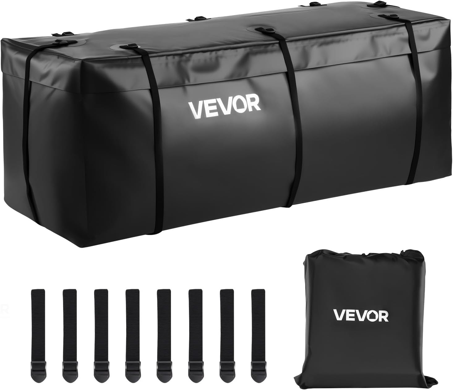 VEVOR Hitch Cargo Carrier Bag, Waterproof 840D PVC, 59.84 x 23.9 x 24.02 in (20 Cubic Feet), Heavy Duty Cargo Bag for Truck Bed Storage with 8 Reinforced Straps, Suitable for Car Vans Hitch Basket