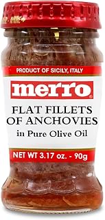 Merro Anchovy Fillets in Olive Oil 3.1 oz - Premium Italian Hand-Packed Anchovies, Rich Umami for Caesar Salad, Bagna Cauda, Sauces & Stews