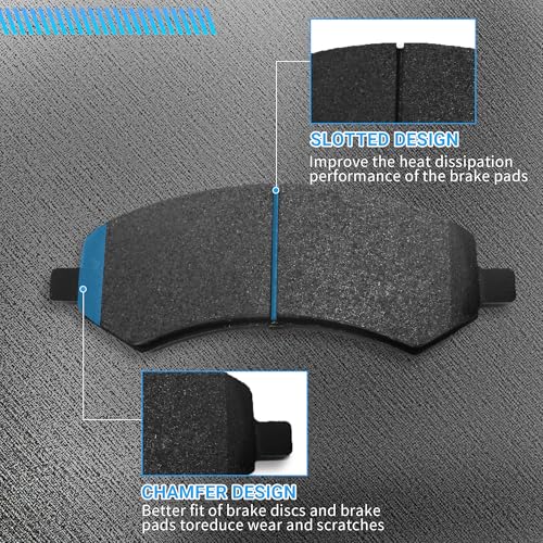 Image of Front Brake Pads Set Compatible with Chrysler Aspen, Dodge Dakota Durango Ram 1500, Mitsubishi Raider, Ram 1500 Classic Automotive Replacement Brake Pads Semi-Metallic D1084