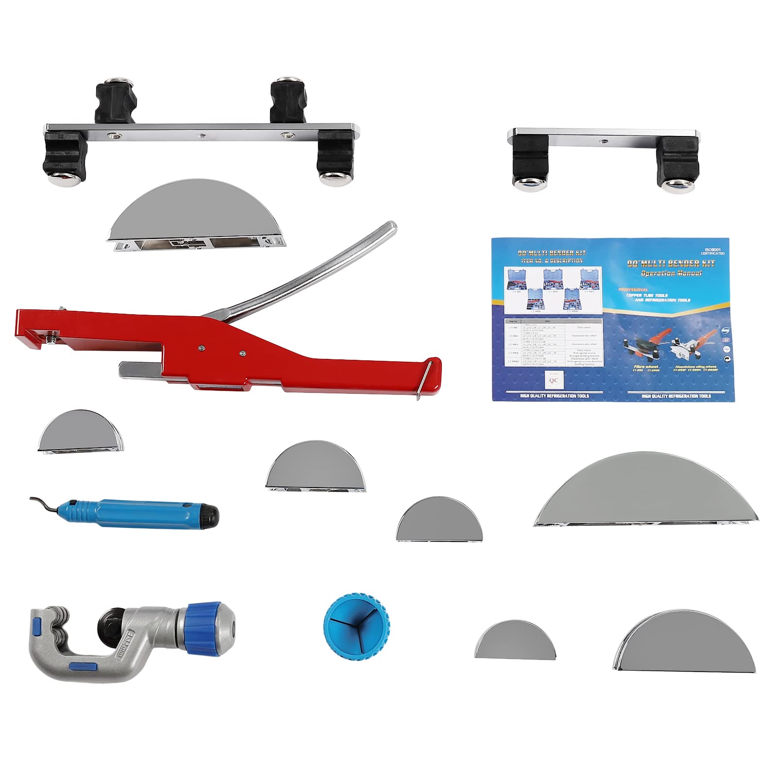 Set di piegatubi a mano, 6 – 22 mm, con una sola mano fino a 90° + tagliatubi (rosso)