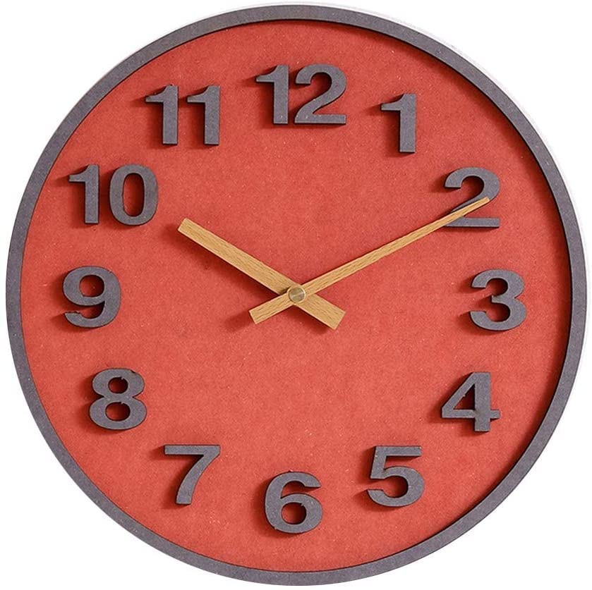 Horloge murale décorative en bois avec bordure stéréoscopique haut de gamme