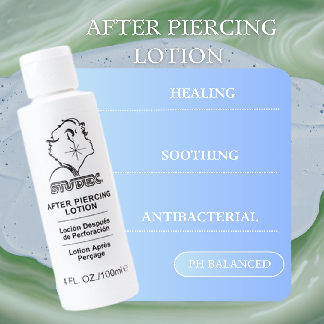 STUDEX Aftercare Piercing Lotion – 4 oz (100 ml) – Gentle Ear Piercing Cleaning Solution for Fast Healing
