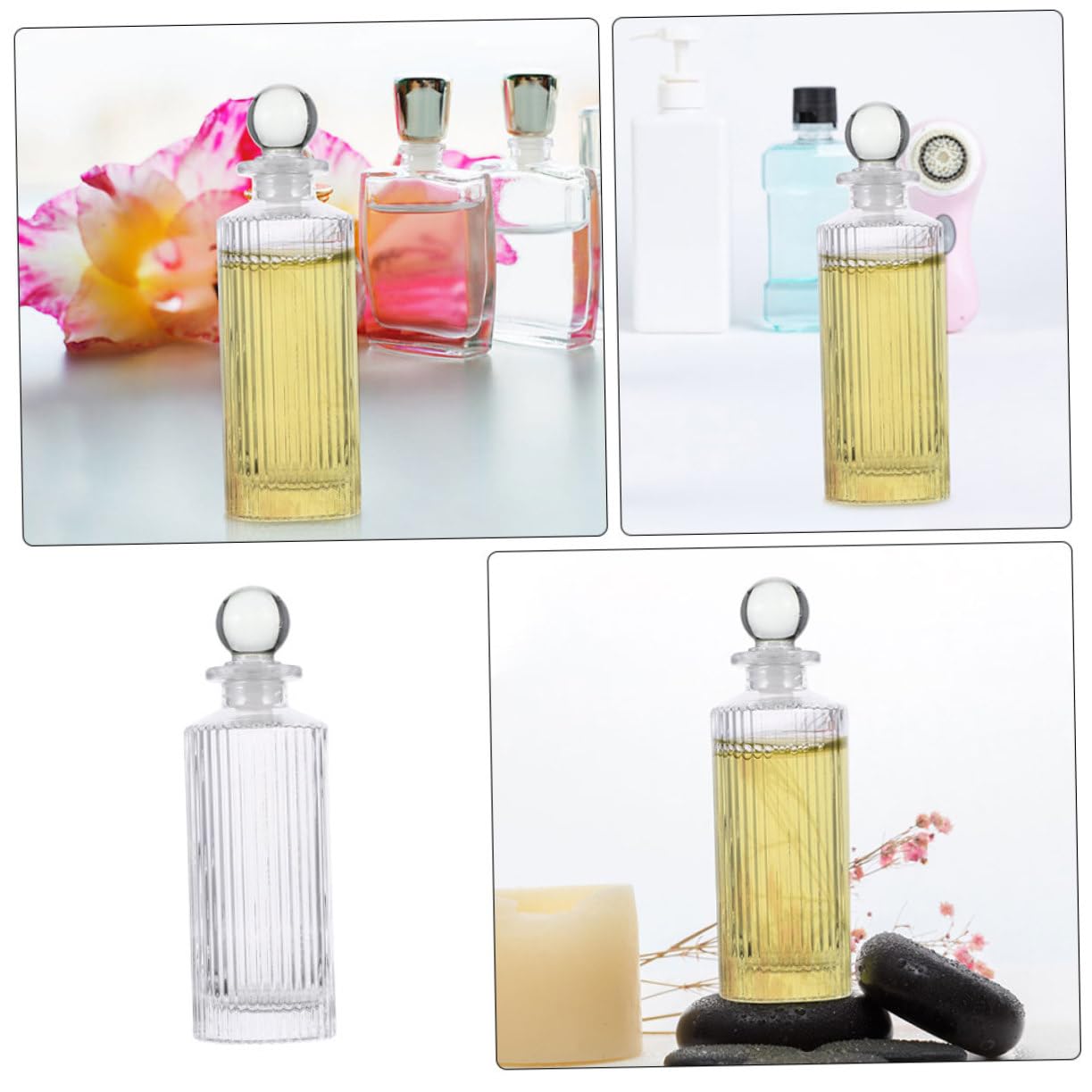 Gatuida Flacons Diffuseurs De Parfum en Verre 150 ML, Flacons Volatils D'aromathérapie Vertical 12 Pièces, Verre Transparent, Diffuseur D'huiles Essentielles pour Maison, Bureau Et Décoration