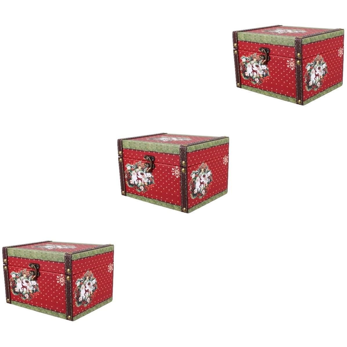 TOYANDONA 3 Stück Weihnachtliche Holzbox im Vintage Look für Schmuck und