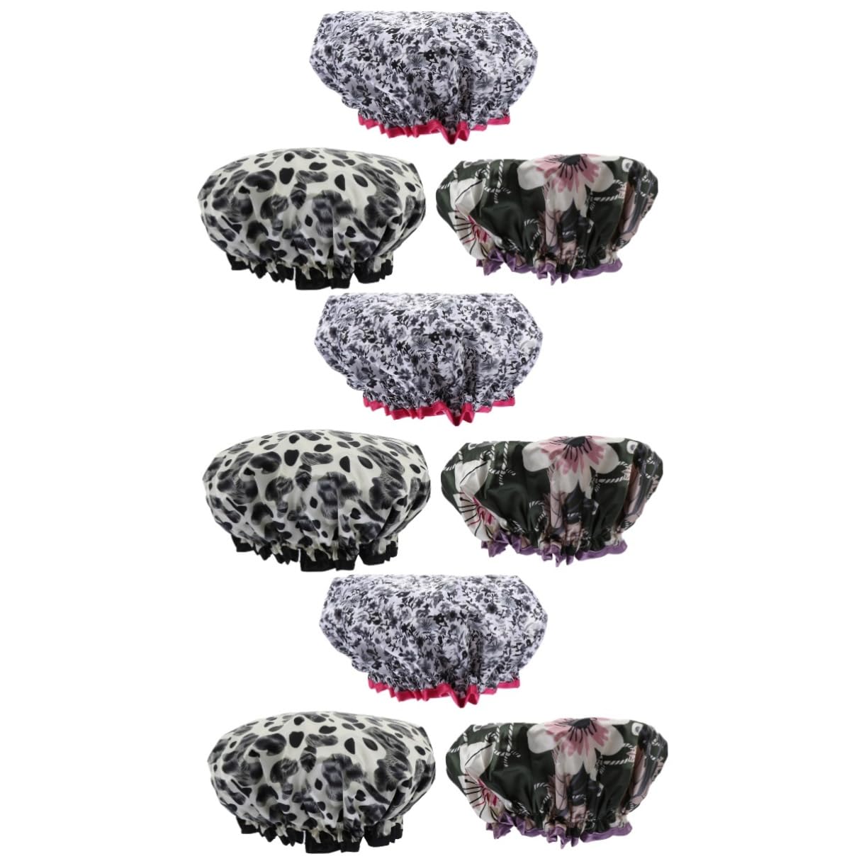 Housoutil 9stücke Duschhauben Für Damen Doppel-lagige Wasserdichte Satin-haube Mit Elastischem Bund Für Haar Und Gesichtspflege Für Bad Spa Und Reisen