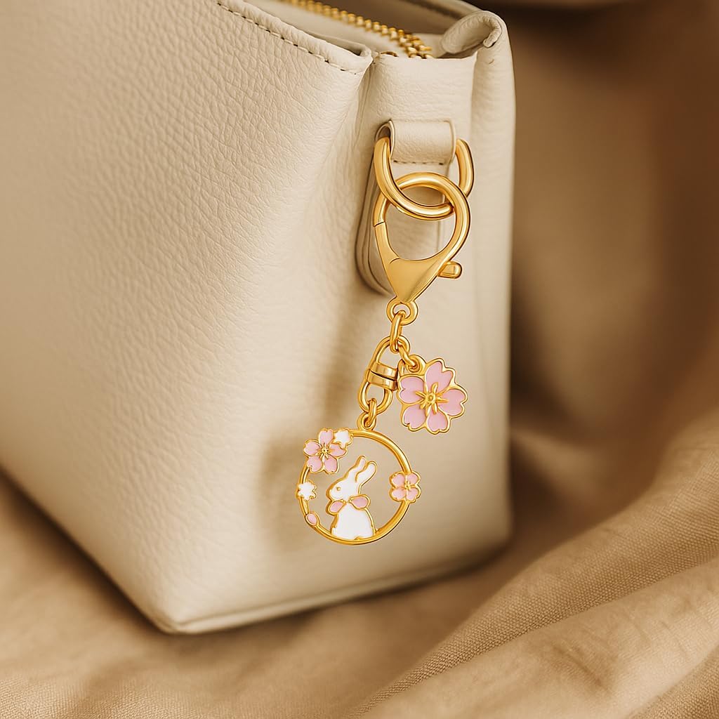 Bunny Keychain -Cute Key Chains for Women Bag Charms,Rabbit Keychins Gift for Wemen Friands Girls Teens - Image 2