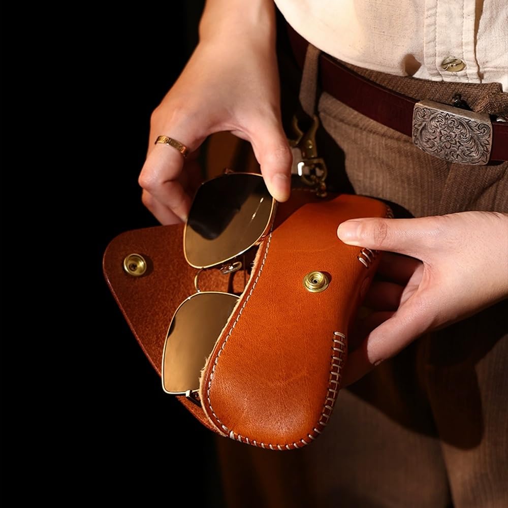 Minimalistyczne skórzane etui na okulary przeciwsłoneczne, skórzane etui na okulary w stylu retro - Etui na okulary Elastyczne etui na okulary przeciwsłoneczne Wąskie etui dla mężczyzn i kobiet (Grey