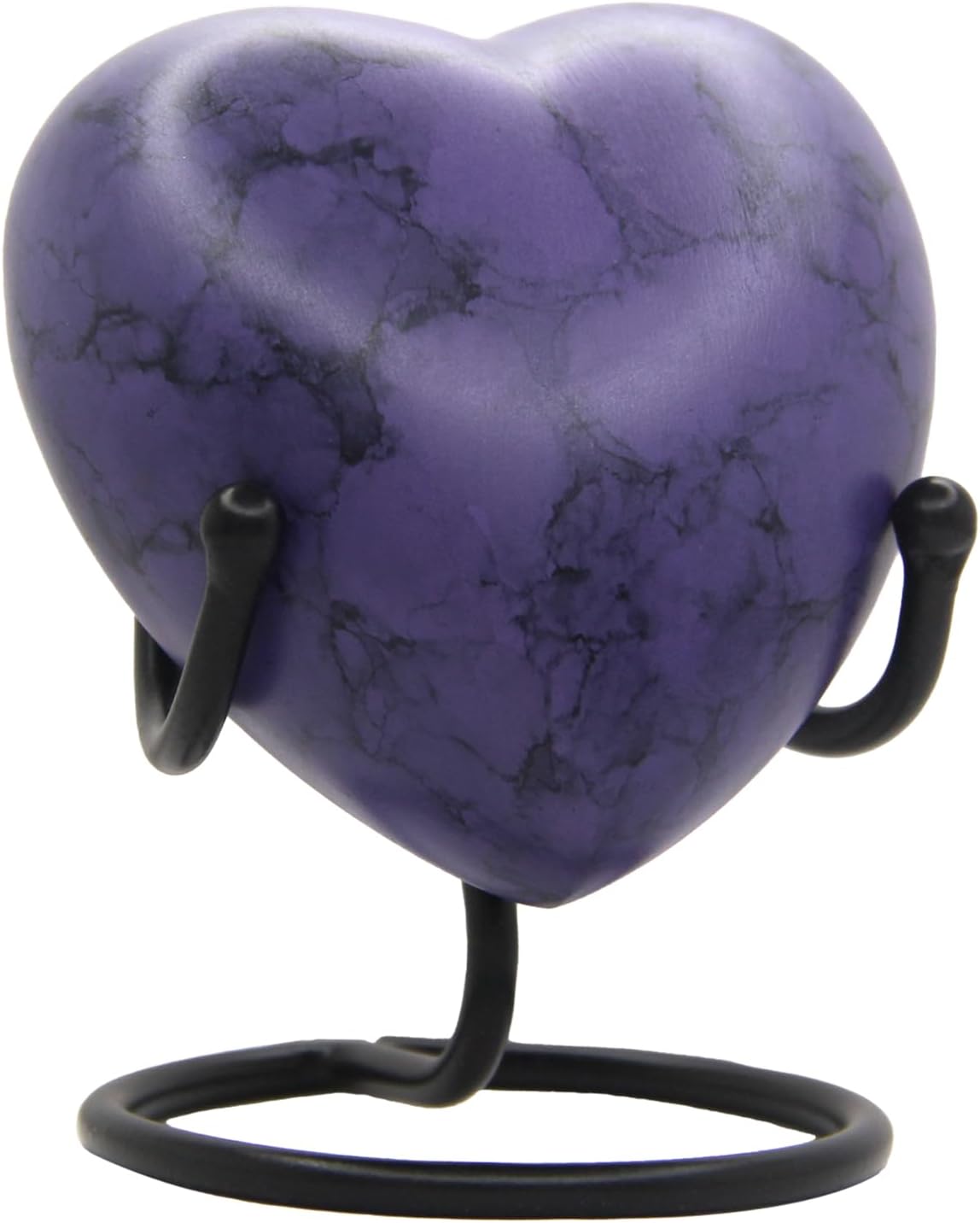 Heart Urn for Human Ashes – Small Purple Marble Keepsake with Stand – Mini Cremation Urn for Women, Men, Infants – Elegant Heart-Shaped Memorial