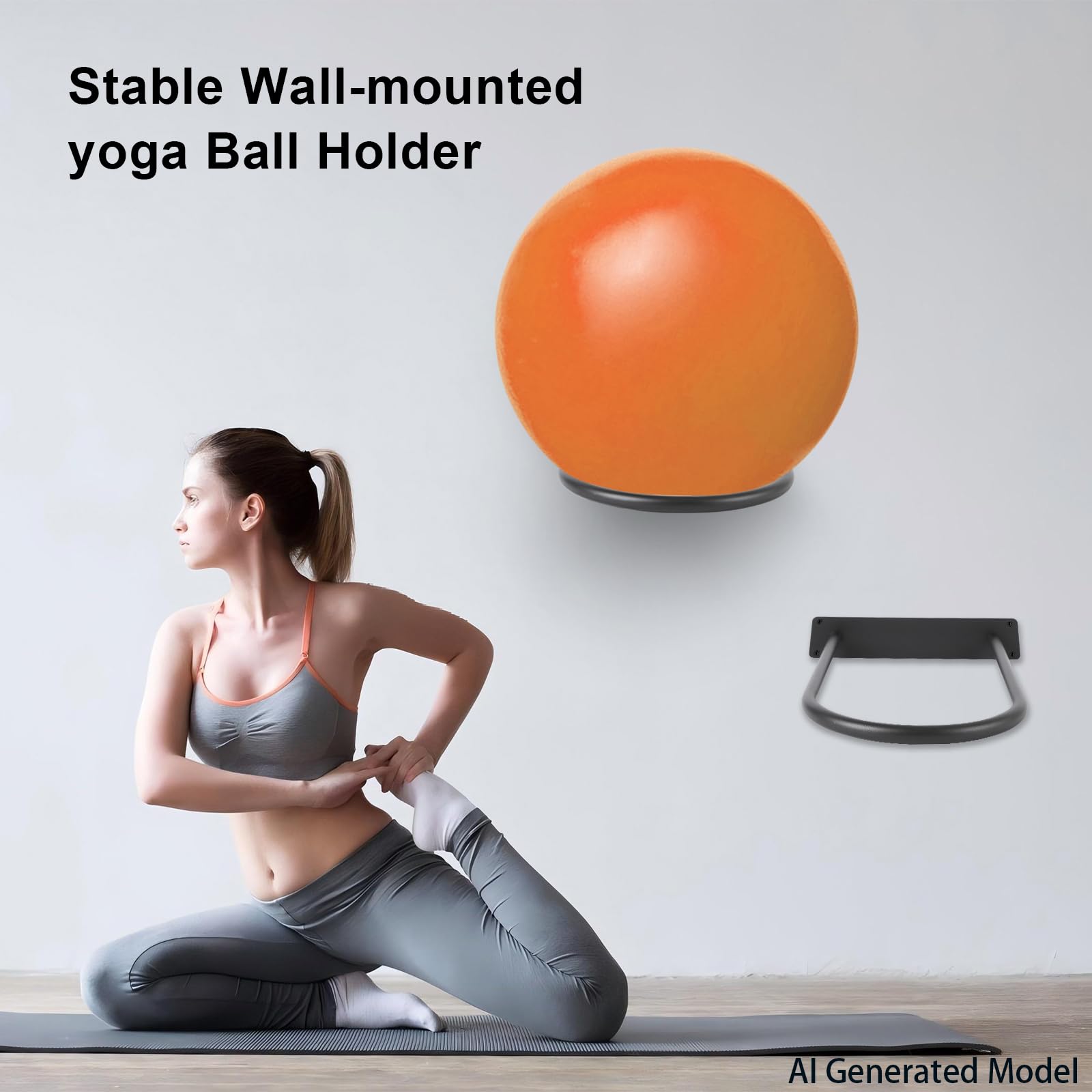 Soporte de bola de estabilidad, soporte de pared para pelotas de ejercicio, soporte para pelotas de yoga, para el hogar y estudios de yoga o gimnasios comerciales. Actúa como un estante de