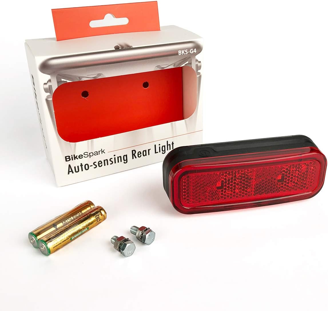 BikeSpark Auto-Sensing Rear Light G4 - AAA Battery – for Cargo Carrier - 50lm Superbright Bike Taillight with Large Reflector IPX4-50/80mm Quick Mount - Made in Taiwan : Sports & Outdoors