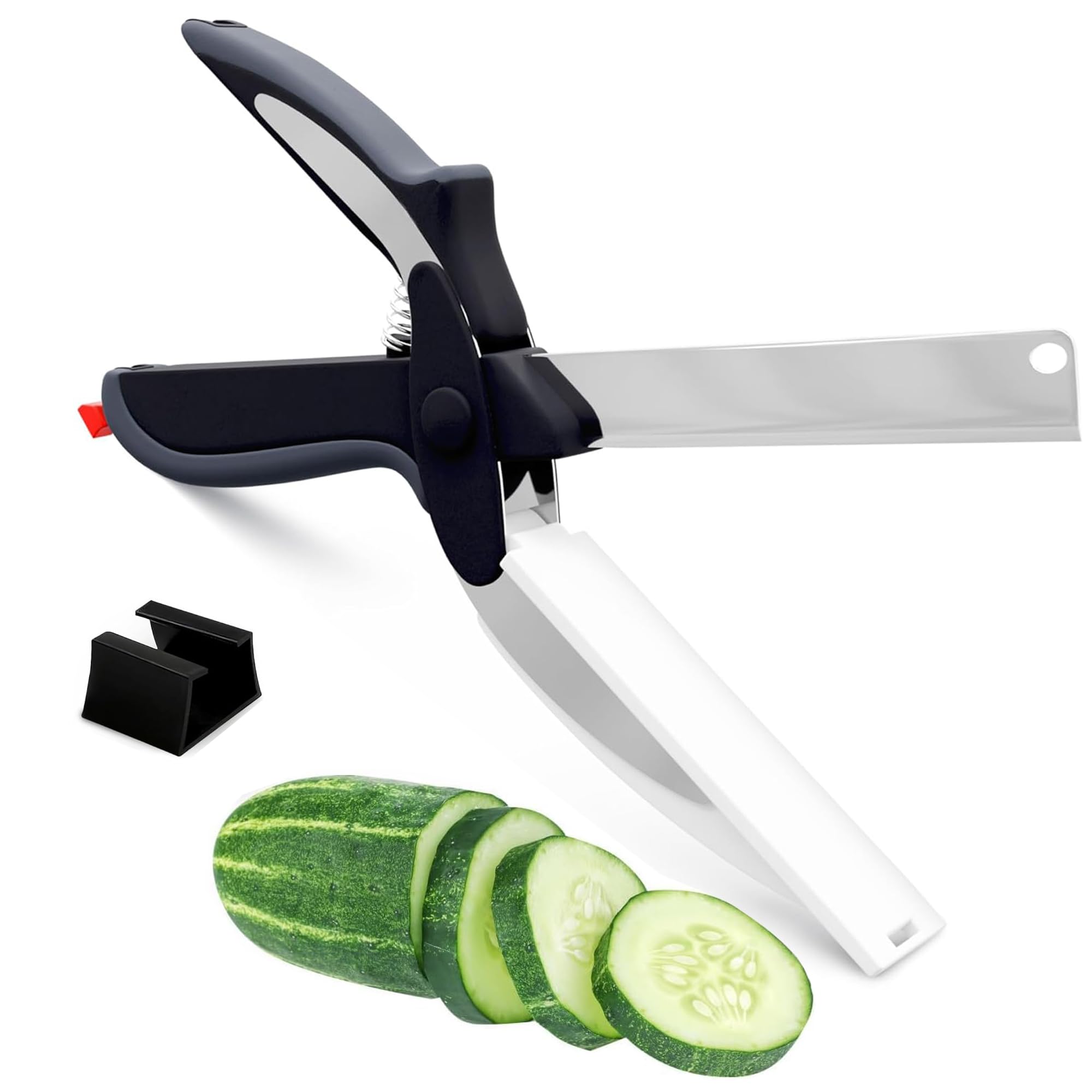 2 in 1 Cutting Board Scissors for Food - 9.6" Detachable Cheese Scissors with Cutting Board and Stainless Steel Blade - Easy-to-Use Veggie Cutter with