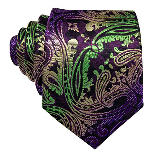 Image of Barry.Wang Men Ties Paisley Woven Silk Necktie Set with Pocket Suqare Cufflinks Formal