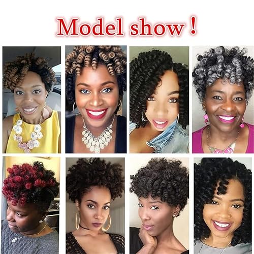 Miniatura 7 de 3 paquetes de extensiones de cabello sintético Kenzie Curl de ganchillo, trenzas cortas de ganchillo trenzado, rizos con espiral de rebote