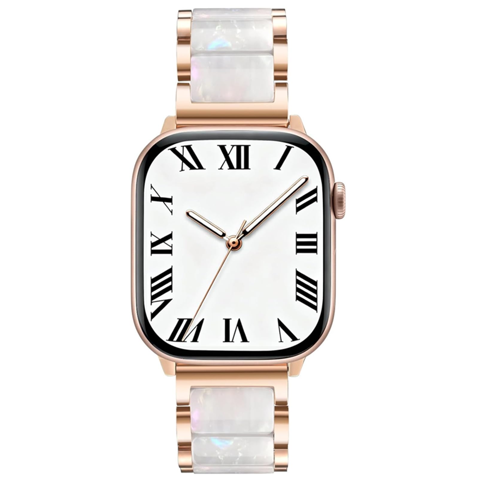 V-MORO Resin Band Compatible with Apple Watch Series 7/8/9/10/11 41/40/38/42mm, Women Fashion Strap for iWatch Series 6/5/4/3/2/1/SE, Lightweight Bracelet Wristband Replacement, Ivory White-Rose Gold — view 45