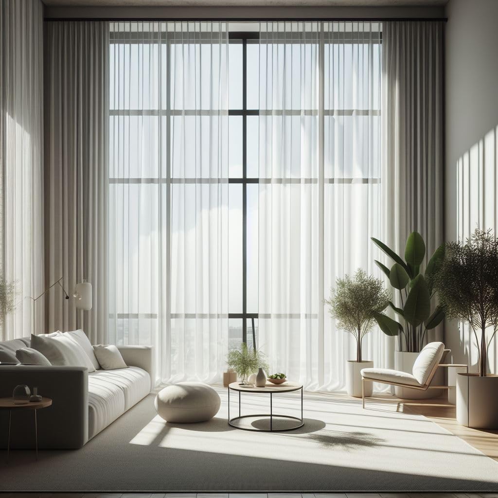 GARDINESTAN Halftransparent,Faltenband und Bleigewicht Weiße, Glatte Voile Gardinen für eine Elegante und Funktionale Fensterdekoration,Vorhänge mit Kräuselband,Bleiband,Transparent