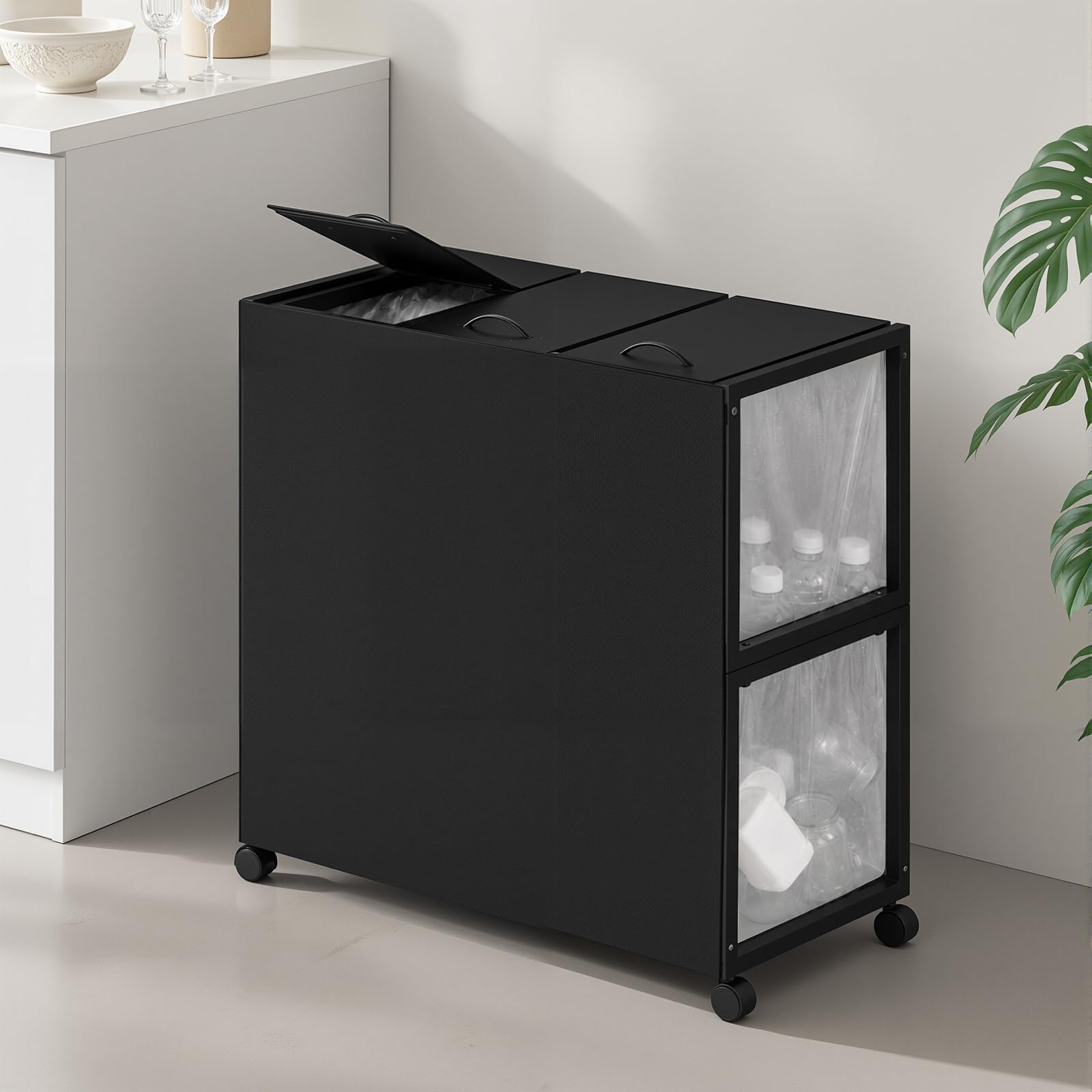 ❤️大特価❤️ゴミ箱 分別 ゴミ袋ホルダー 3分別 45L 大容量 ブラック Amazon.co.jp: PureKone ゴミ袋ホルダー 3分別 45L ふた付き ゴミ箱