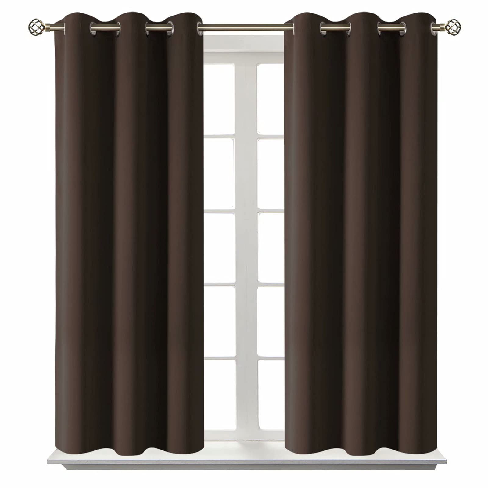 BGment Blackout Curtains For Living Room - Grommet Thermal Insulated Room Darkening Curtains For Bedroom, Set Of 2 Panels 38W x 54L Brown — image 1