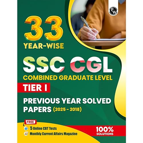 PW 33 SSC CGL (Combined Graduate Level) Tier 1 Previous Year Solved Papers (2025-2018) with 5 Online Mock Tests For 2026-27 Exam | Yearwise PYQs | Fully Solved | English Edition