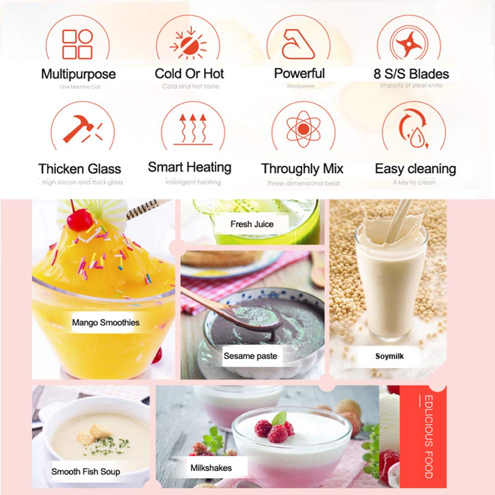 220V Frullatore Da Banco, Smoothie Maker/Mixer Jug Blenders Con Doppio Blocco Di Sicurezza, Sistema Anti Perdite, Display LCD Della Temperatura E Del Tempo, 8 Programma Automatico,220v,AU Plug