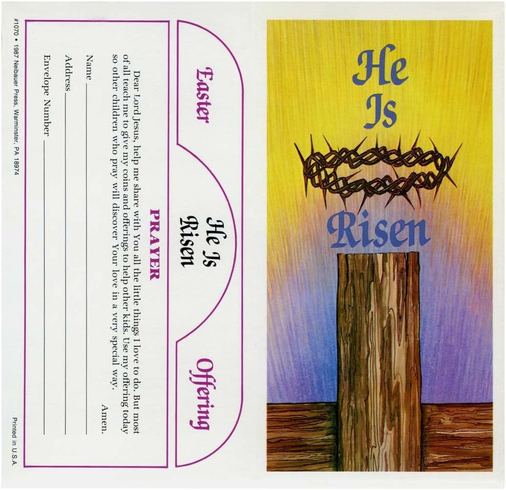 20 - He Is Risen $5.00 Easter Lent Coin Folders Offering - Christian Sunday School