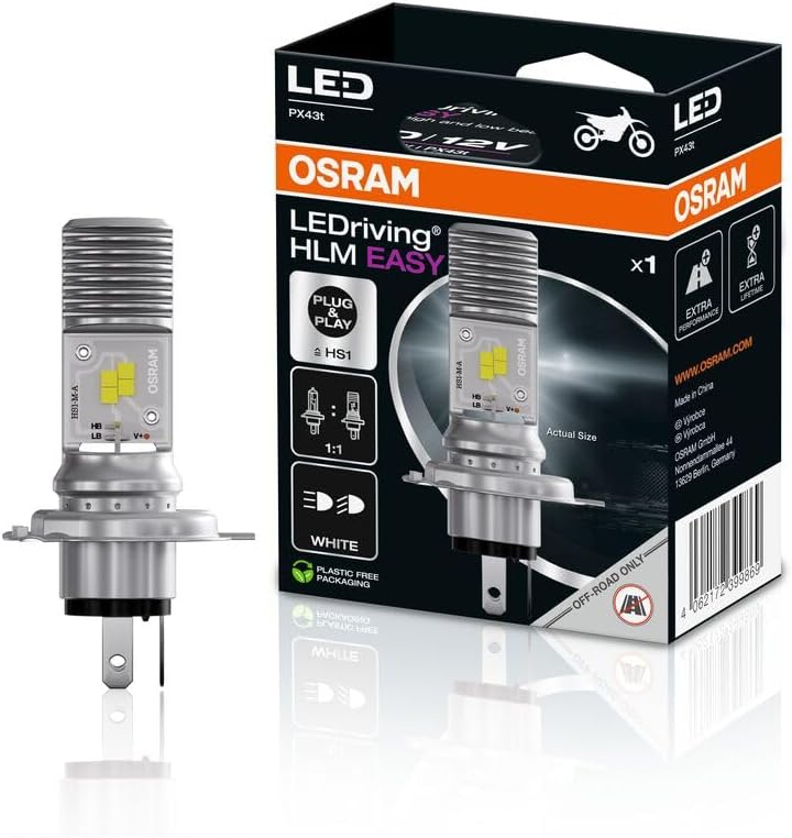 OSRAM LEDriving HLM Easy HS1 Motorcycle LED Headlight Lamp Cool White 6000K LED Crossing and Road Lamp for Off-Road Use Only - Non ECE, 1 Lamp