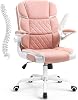 SEATZONE Blue Office Chair Leather Ergonomic Executive Computer Desk Chairs Small Cute Rolling Task Chairs for Teens&Adults