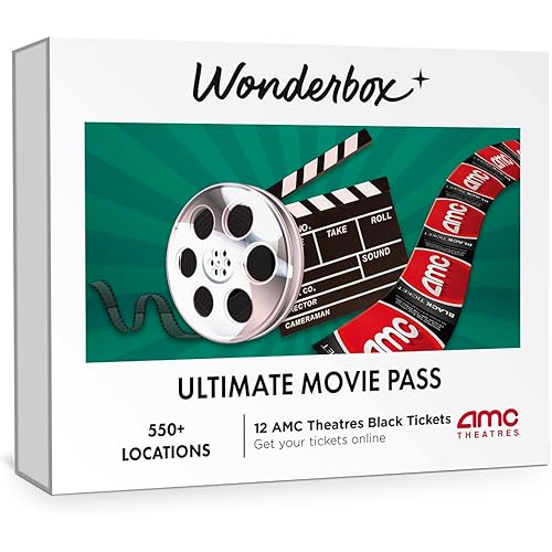 Wonderbox – AMC Ultimate Movie Pass – 12 Black Tickets - Original Gift Idea - Experience Gift - 550 Locations in The US