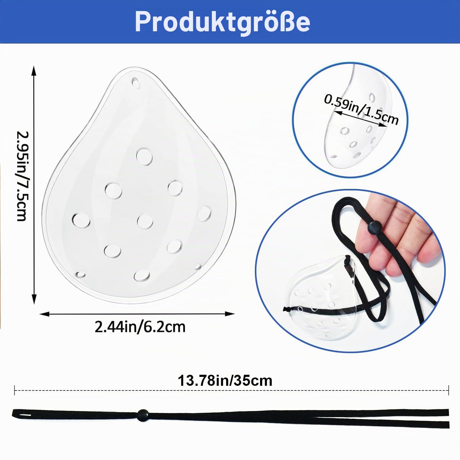AMZVIO Augenschutz, Kunststoff, medizinische Augenklappe für nach Kataraktoperationen, Augenschutz oder Schlafen, verbessertes elastisches Band, länger und breiter, für Erwachsene, transparent, 2