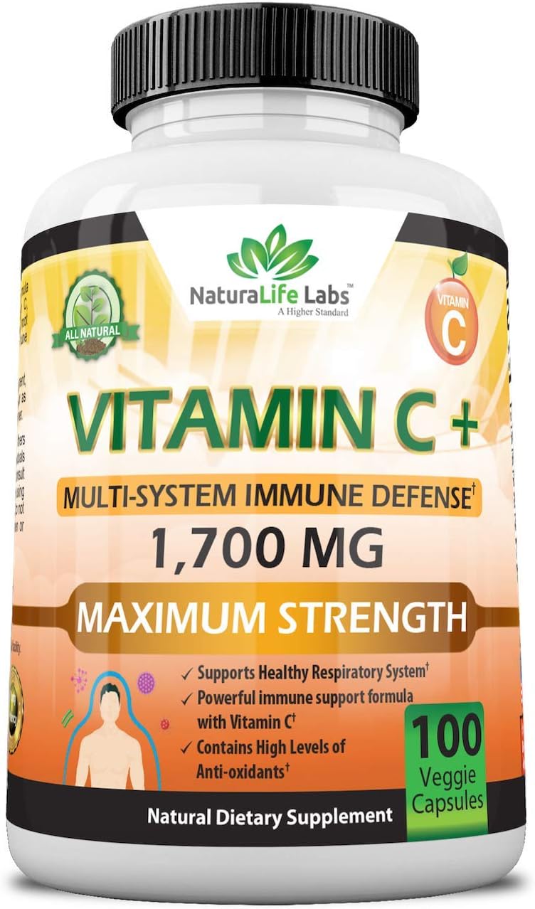 Vitamin C 1,700 MG with Vitamin D3, Zinc, Elderberry, Ginger Root - Maximum Strength Multi System Immune Support- 100 Veggie Capsules : Health & Household